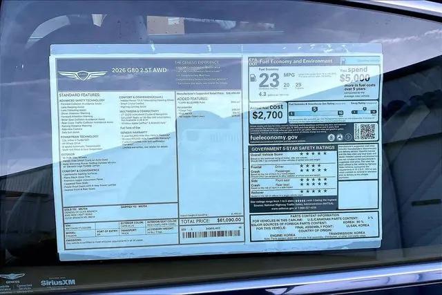 2026 Genesis G80 2.5T AWD