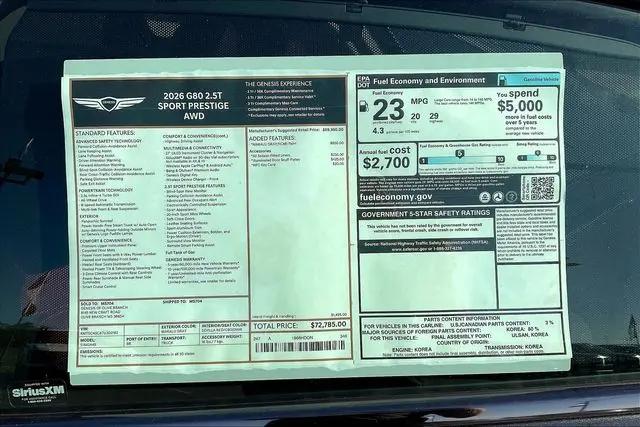 2026 Genesis G80 2.5T Sport Prestige AWD