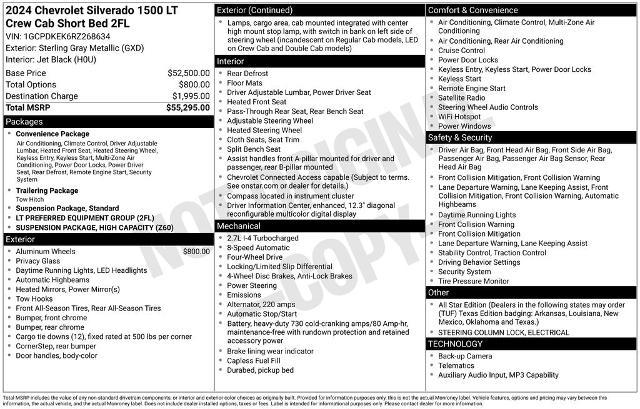2024 Chevrolet Silverado 1500 4WD Crew Cab Short Bed LT with 2FL
