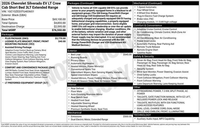 2026 Chevrolet Silverado EV LT - Extended Range 4WD