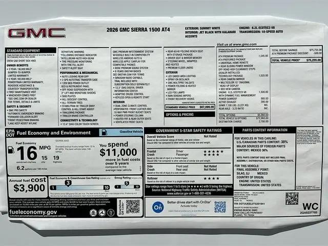 2026 GMC Sierra 1500 Crew Cab, Short Bed, AT4, 4WD