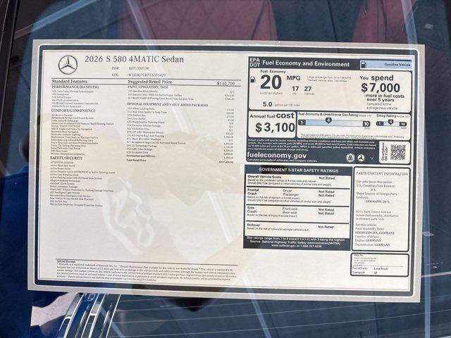 2026 Mercedes-Benz S 580 4MATIC