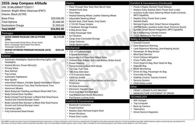 2026 Jeep Compass COMPASS LATITUDE ALTITUDE 4X4