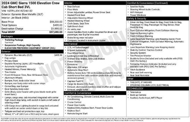 2024 GMC Sierra 1500 4WD Crew Cab Short Box Elevation with 3VL