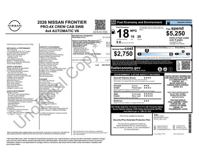 2026 Nissan Frontier Crew Cab PRO-4X 4x4 for sale in Fishers, IN