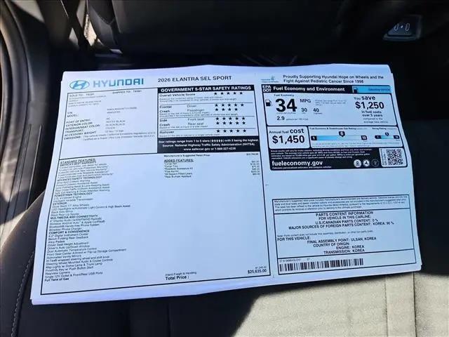 2026 Hyundai Elantra SEL Sport
