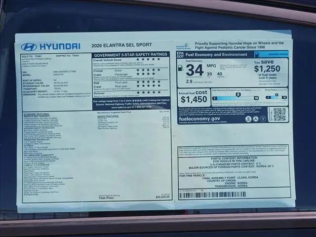 2026 Hyundai Elantra SEL Sport