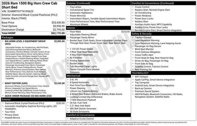 2026 Ram 1500 Big Horn Crew Cab 4x4 5'7" Box