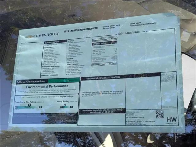 2026 Chevrolet Express Cargo Van 2500 Regular Wheelbase, WT, RWD