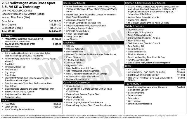 2023 Volkswagen Atlas Cross Sport 3.6L V6 SE w/Technology