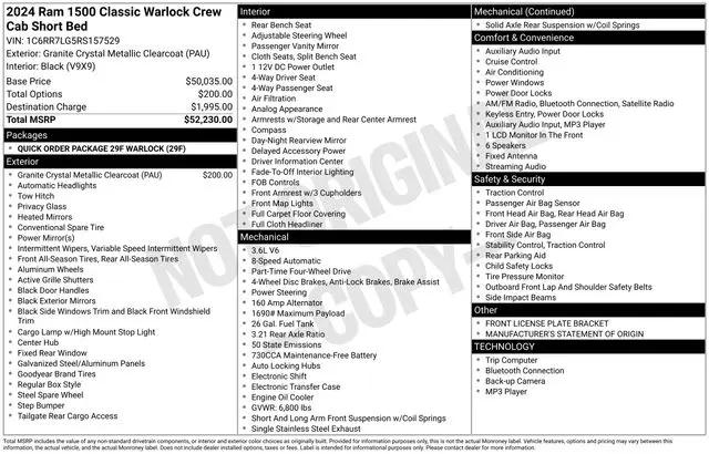 2024 Ram 1500 Classic Warlock Crew Cab 4x4 5'7" Box