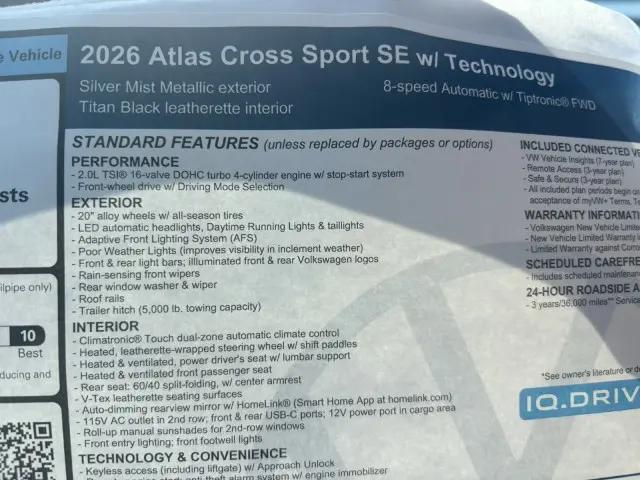 2026 Volkswagen Atlas Cross Sport SE with Technology