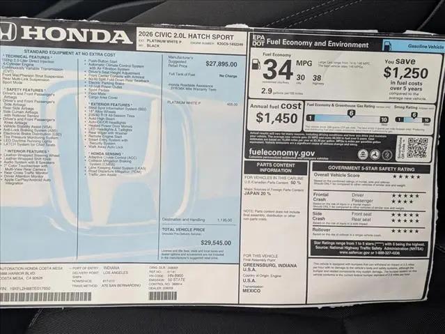 2026 Honda Civic Sport