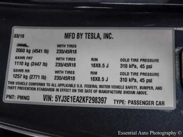2019 Tesla Model 3 Standard Range Plus