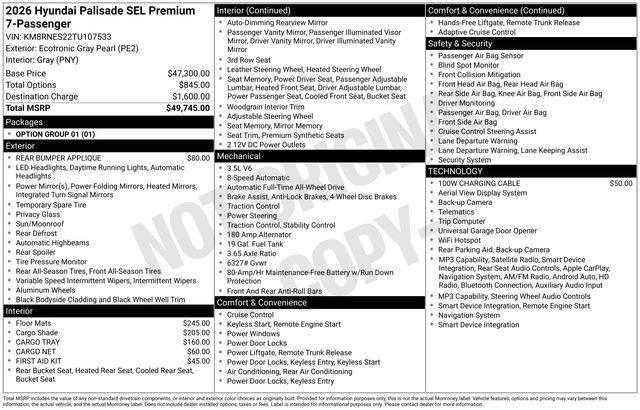 2026 Hyundai Palisade SEL Premium