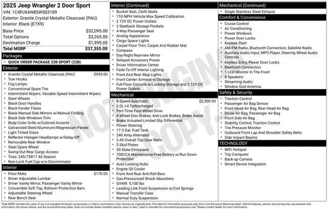 2025 Jeep Wrangler 2-Door Sport 4x4