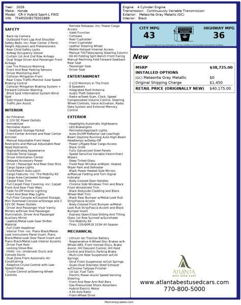 2026 Honda CR-V Hybrid 2WD Sport-L