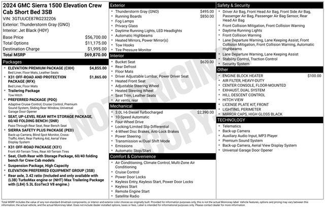 2024 GMC Sierra 1500 4WD Crew Cab Short Box Elevation with 3SB