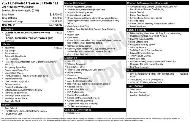 2021 Chevrolet Traverse FWD LT Cloth