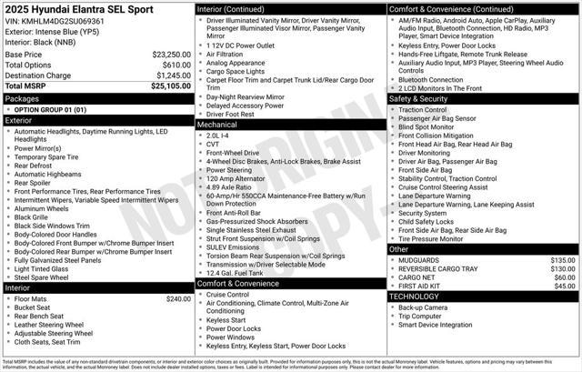 2025 Hyundai Elantra SEL Sport