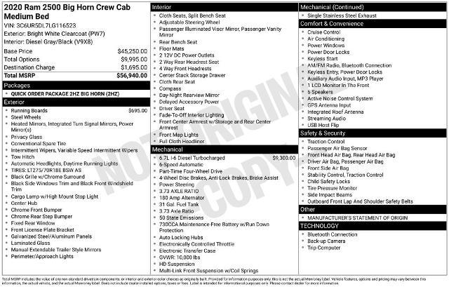 2020 Jeep Ram 2500 Big Horn Crew Cab 4x4 6'4" Box