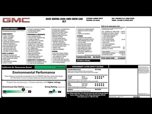 2025 GMC Sierra 2500HD 4WD Crew Cab Standard Bed SLT
