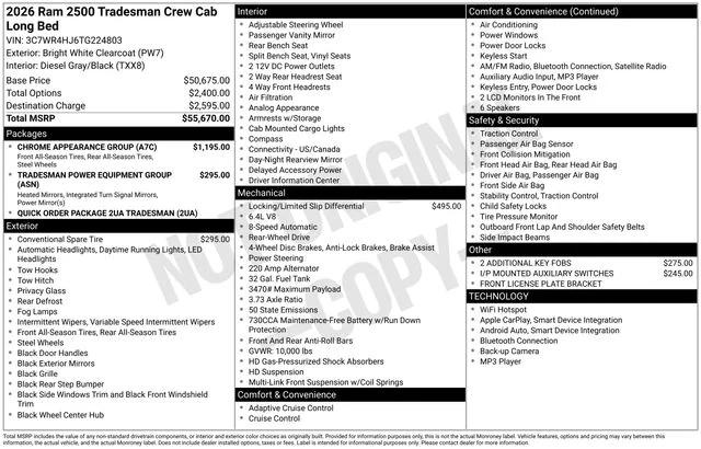 2026 RAM Ram 2500 RAM 2500 TRADESMAN CREW CAB 4X2 8 BOX
