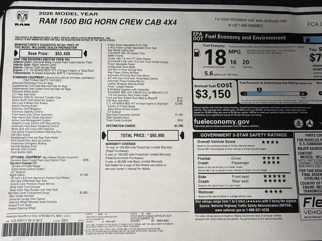 2026 Ram 1500 Big Horn Crew Cab 4x4 5'7" Box