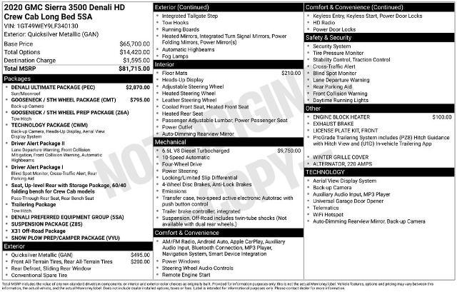 2020 GMC Sierra 3500HD 4WD Crew Cab Long Bed Denali