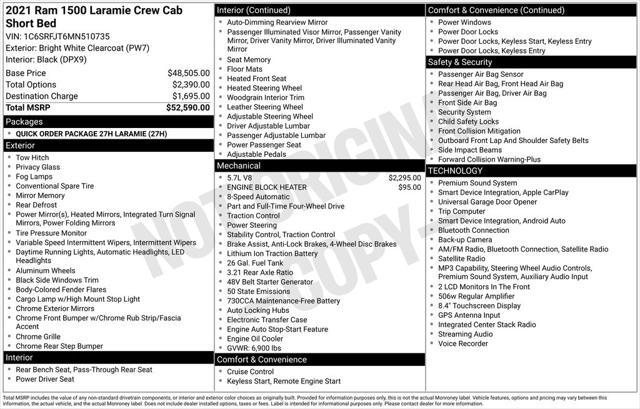 2021 Ram 1500 Laramie Crew Cab 4x4 5'7" Box