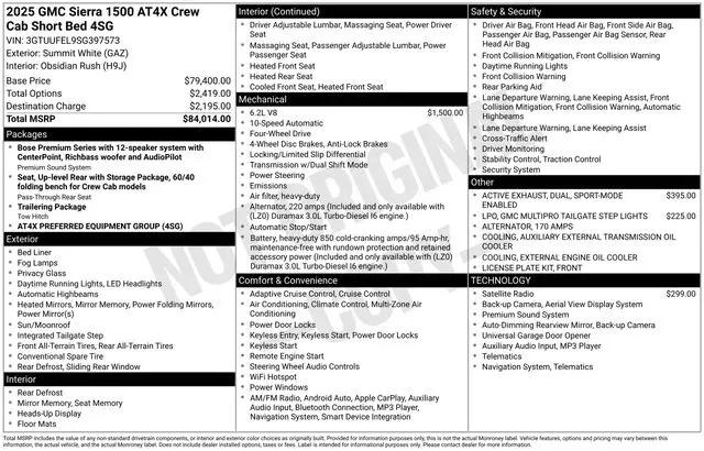 2025 GMC Sierra 1500 4WD Crew Cab Short Box AT4X
