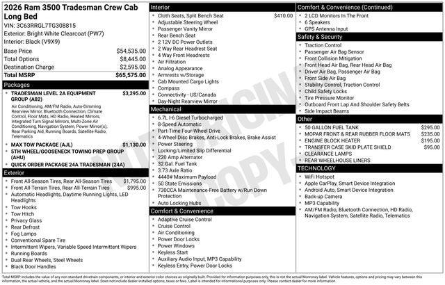 2026 RAM Ram 3500 RAM 3500 TRADESMAN CREW CAB 4X4 8 BOX