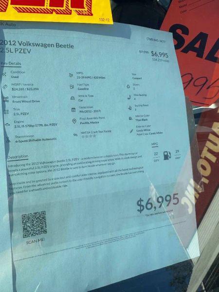 2012 Volkswagen Beetle 2.5L