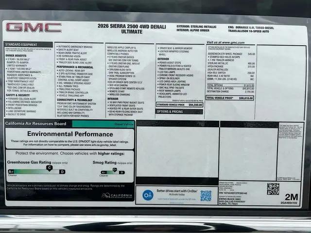 2026 GMC Sierra 2500HD Crew Cab, Standard Bed, Denali Ultimate, 4WD