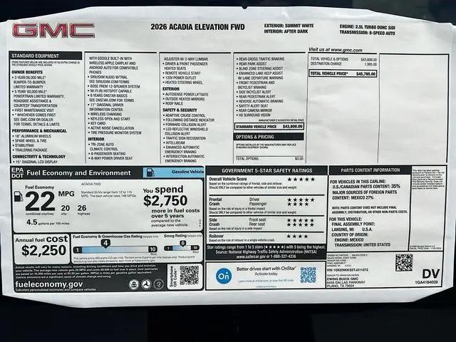 2026 GMC Acadia Elevation FWD