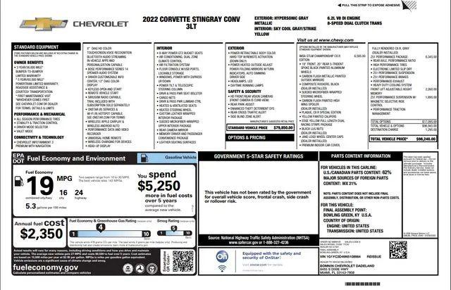 2022 Chevrolet Corvette Stingray RWD Convertible 3LT