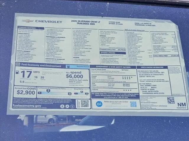 2026 Chevrolet Silverado 1500 4WD Crew Cab Short Bed LT Trail Boss