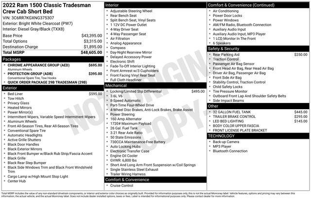 2022 Ram 1500 Classic Tradesman Crew Cab 4x4 5'7" Box