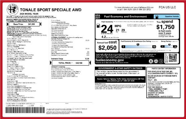 2026 Alfa Romeo Tonale TONALE SPORT SPECIALE AWD