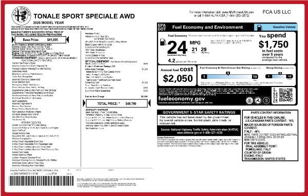 2026 Alfa Romeo Tonale TONALE SPORT SPECIALE AWD
