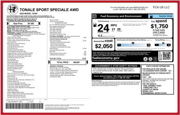 2026 Alfa Romeo Tonale TONALE SPORT SPECIALE AWD