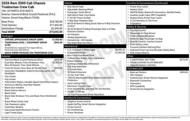 2026 RAM Ram 3500 Chassis Cab RAM 3500 TRADESMAN CREW CAB CHASSIS 4X4 60 CA