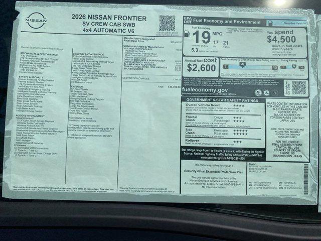 2026 Nissan Frontier Crew Cab SV 4x4