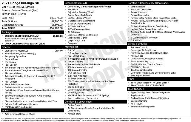 2021 Dodge Durango SXT RWD