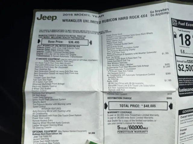 2016 Jeep Wrangler Unlimited Rubicon Hard Rock