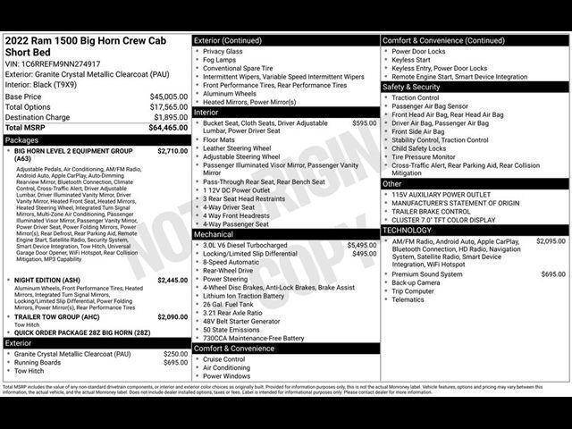 2022 Ram 1500 Big Horn Crew Cab 4x2 5'7" Box