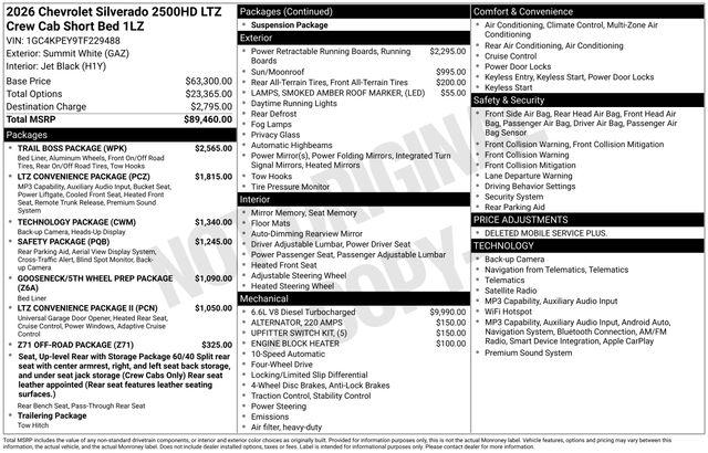 2026 Chevrolet Silverado 2500HD Crew Cab, Standard Bed, LTZ, 4WD