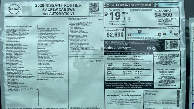 2026 Nissan Frontier Crew Cab SV 4x4