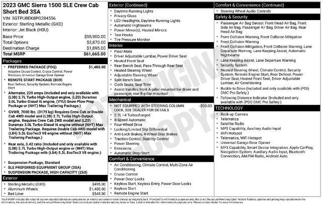 2023 GMC Sierra 1500 4WD Crew Cab Short Box SLE
