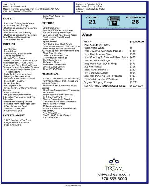 2024 Mercedes-Benz Sprinter 2500 High Roof 4-Cyl Diesel